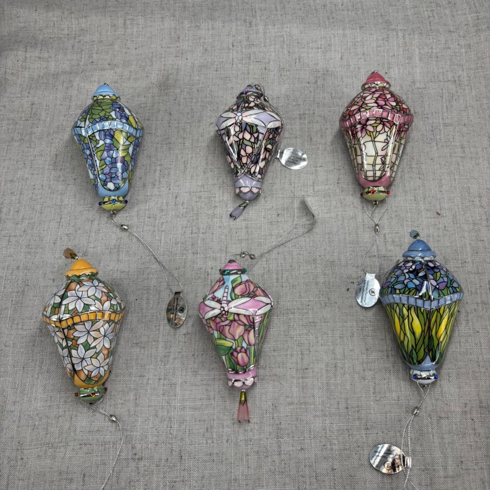 Bradford Editions Era of Louis Tiffany Heirloom Porcelain Ornaments Box of 12